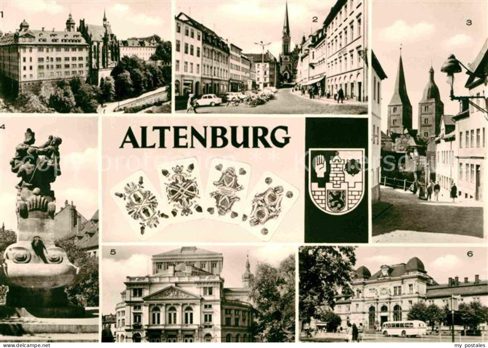 72636086 Altenburg Thueringen Schloss Markt Rote Spitzen Skatbrunnen Landestheat - Altenburg