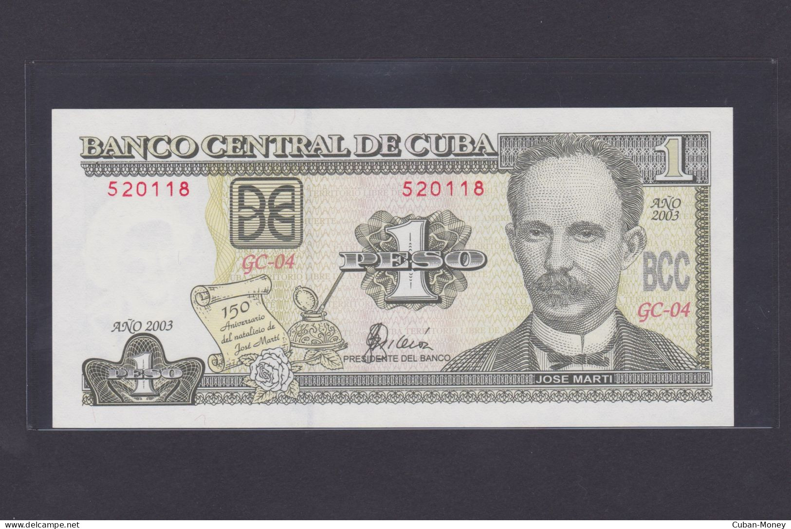 Cuba 1 Peso 2003 SC / UNC Conmemorativo Por El 150 Aniversario Del Natalicio De Josè Martì. - Cuba