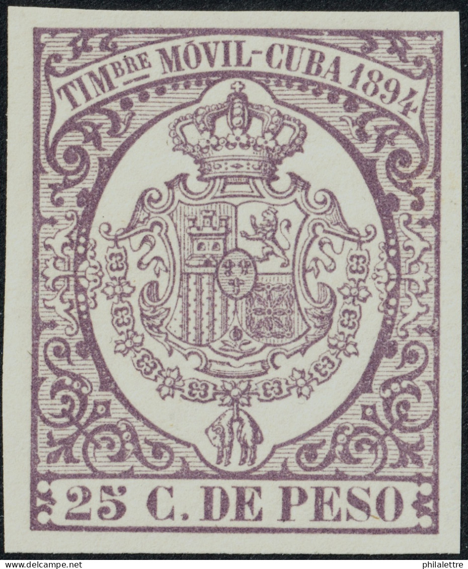 ESPAGNE / ESPANA - COLONIAS (Cuba) 1894 "TIMBRE MOVIL" Fulcher 1343 25c Malva - Nuevo** - Cuba (1874-1898)