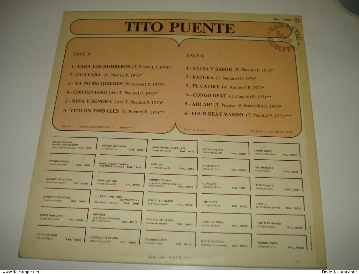 B14 / Tito Puente – King Of Salsa - Kaléïdoscope – KAL 19027 - Fr 1976  M/NM - Compilations