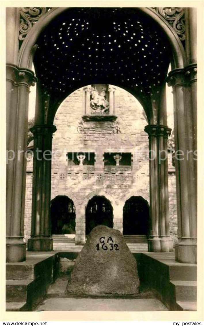 72633769 Luetzen Schwedenstein Und Denkmal Vor Gustav Adolf Kapelle Handabzug Lu - Lützen