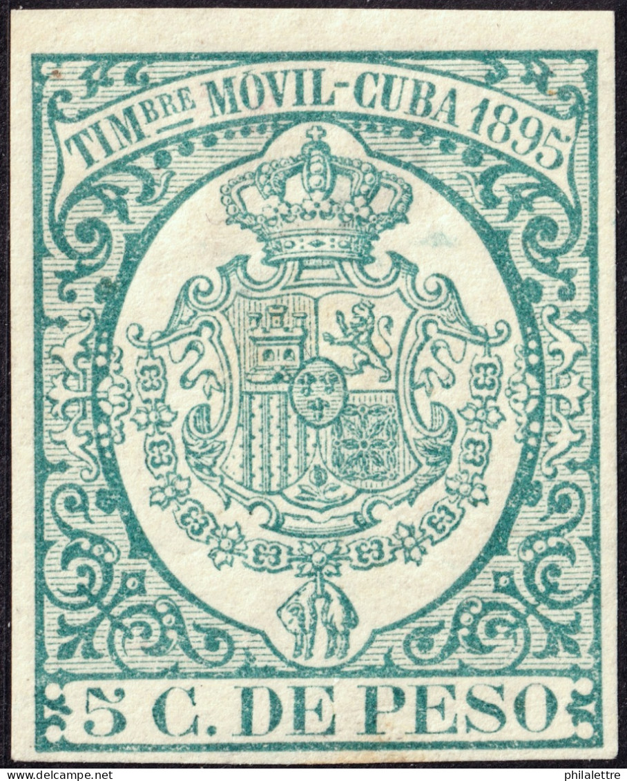 ESPAGNE / ESPANA - COLONIAS (Cuba) 1895 "TIMBRE MOVIL" Fulcher 1344 5c Azul Verdoso - Nuevo* - Cuba (1874-1898)