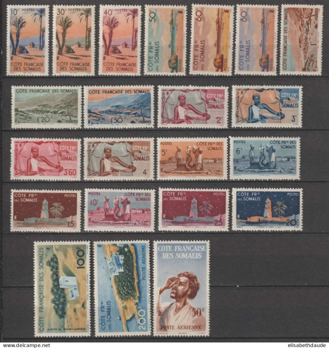 COTES DES SOMALIS - 1947 - ANNEE COMPLETE - YT N° 264/282 + A20/22 * MLH - COTE Pour * = 73 EUR. - Unused Stamps