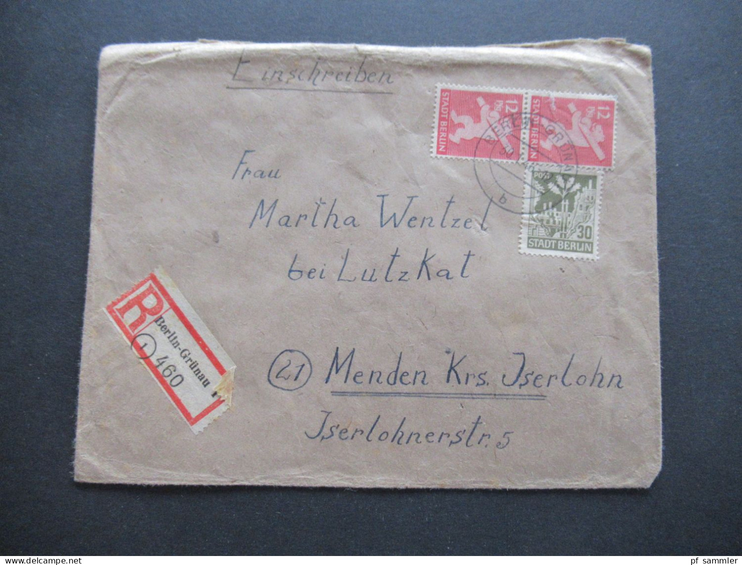 30.1.1946 SBZ / Ausgabe Für Berlin & Brandenburg MiF Einschreiben Berlin Grünau 1 Nach Menden Kreis Iserlohn - Storia Postale