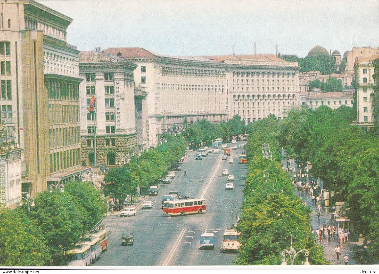 A24304 -  CENTRAL FREE HIGHWAY OF THE CITY KHRE UKRAINA  VINTAGE AUTO CARS BUSES KATYA  POSTCARD UNUSED - Ukraine