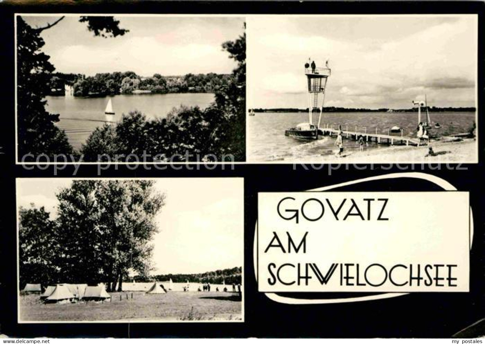 72633041 Goyatz Panorama Badestrand Wachturm Campingplatz Handabzug Schwielochse - Goyatz