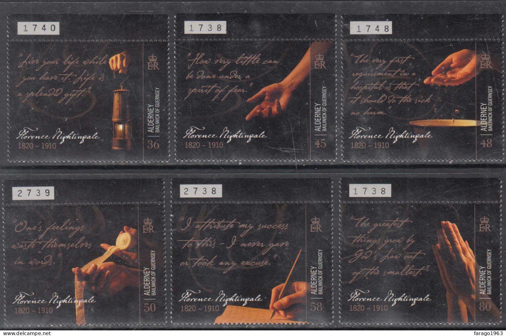 2010 Alderney Florence Nightingale Nurses Health Complete Set Of 6  MNH @ BELOW FACE VALUE - Alderney