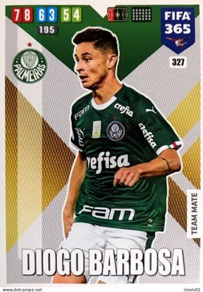 327 Diogo Barbosa - Palmeiras - Carte Panini FIFA 365 2020 Adrenalyn XL Trading Cards - Trading Cards