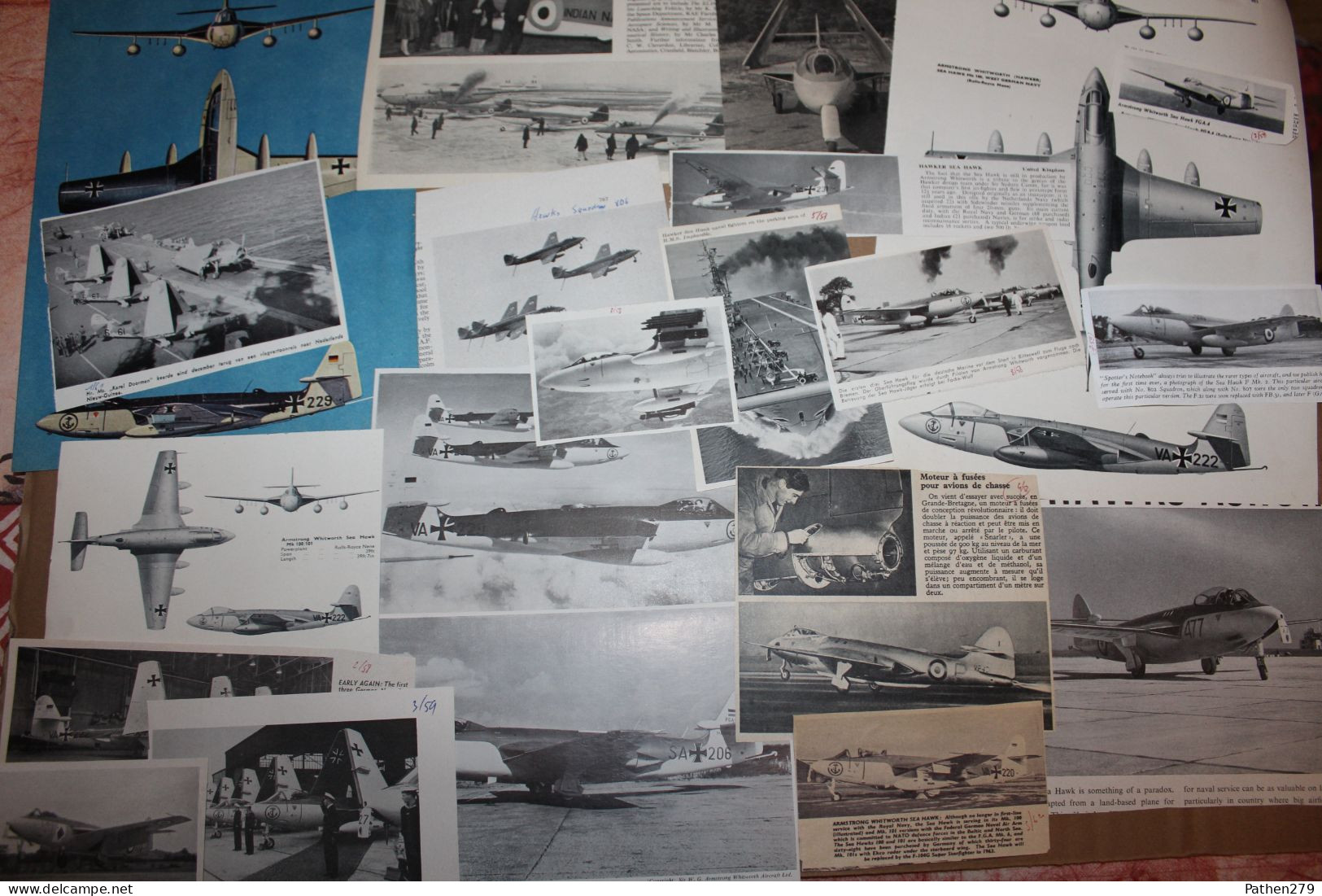 Lot De 129g D'anciennes Coupures De Presse De L'aéronef Britannique Armstrong Whitworth Sea Hawk - Fliegerei