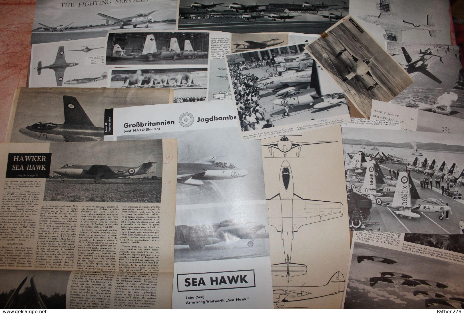 Lot De 129g D'anciennes Coupures De Presse De L'aéronef Britannique Armstrong Whitworth Sea Hawk - Fliegerei