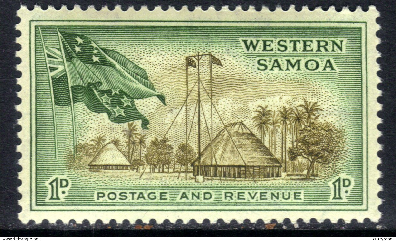 Western Samoa 1952 QE2 1d Native Houses & Flags Umm SG 220 ( L1450 ) - Samoa