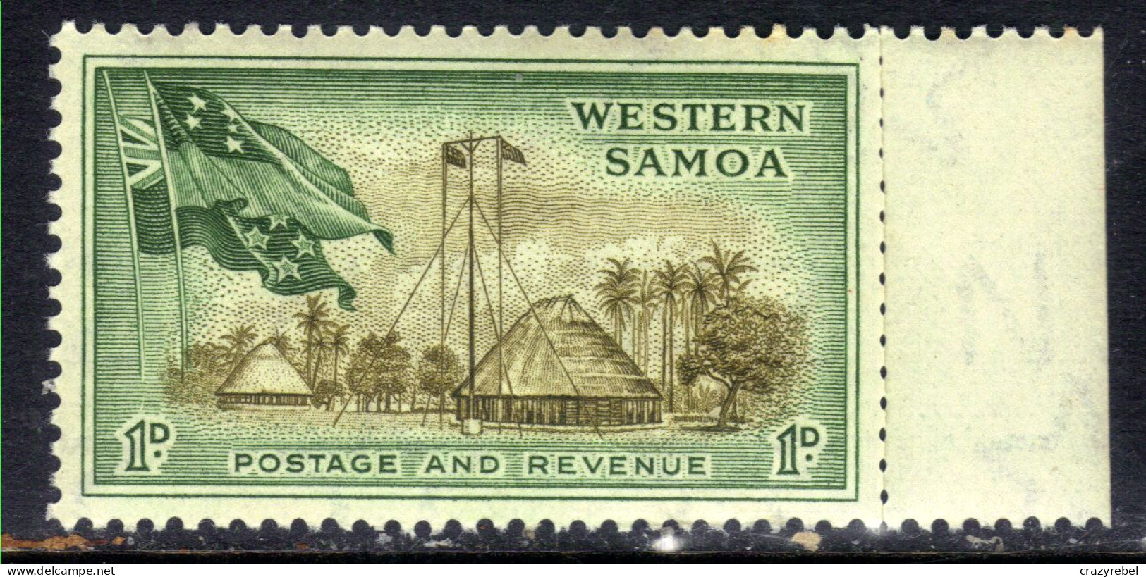 Western Samoa 1952 QE2 1d Native Houses & Flags Umm SG 220 ( F870 ) - Samoa