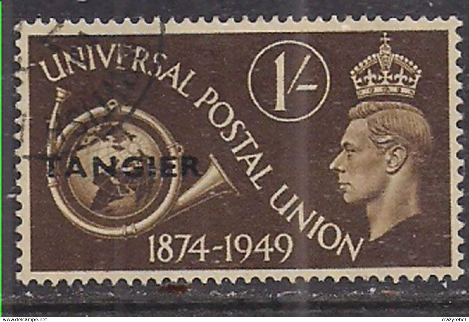 Tangier 1949 KGV1 1/-d Brown Ovpt GB 75th UPU Used SG 279 ( F768 ) - Postämter In Marokko/Tanger (...-1958)