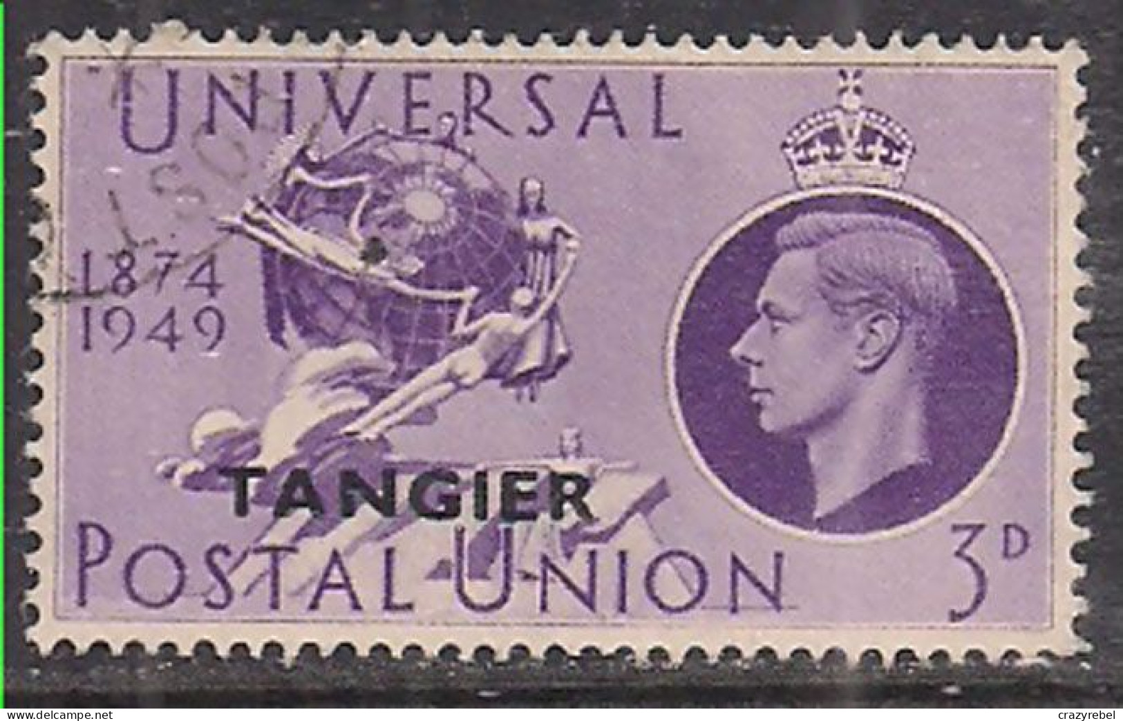 Tangier 1949 KGV1 3d Violet Ovpt GB 75th UPU Used SG 277 ( G680 ) - Morocco Agencies / Tangier (...-1958)