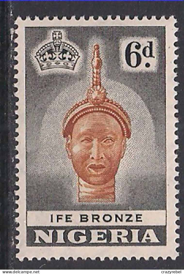 Nigeria 1953 - 58 QE2 6d Pictorial Ife Bronze MM SG 75 ( E1221 ) - Nigeria (...-1960)