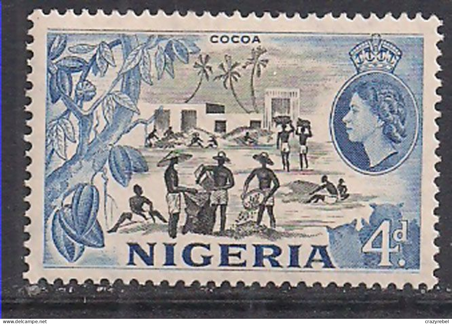 Nigeria 1953 - 58 QE2 4d Cocoa Pictorial  MM SG 74 ( D883 ) - Nigeria (...-1960)