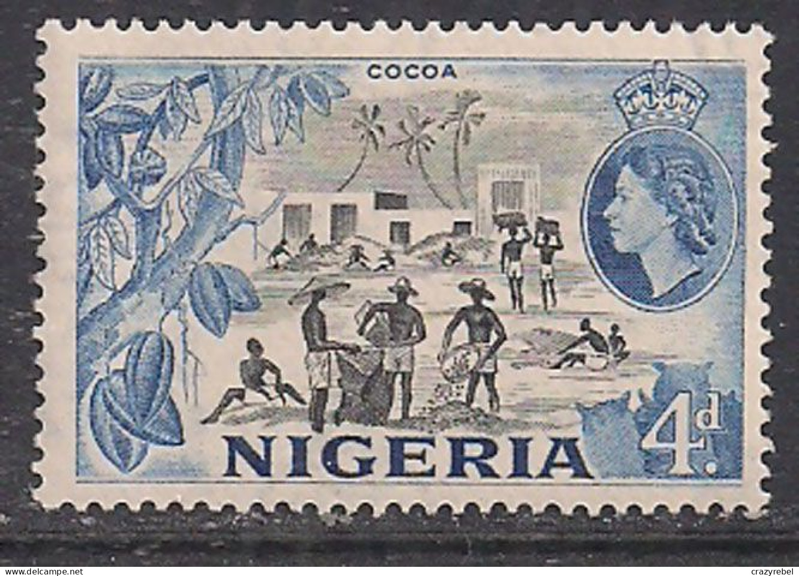 Nigeria 1953 - 58 QE2 4d Cocoa Pictorial  MM SG 74 ( D620 ) - Nigeria (...-1960)