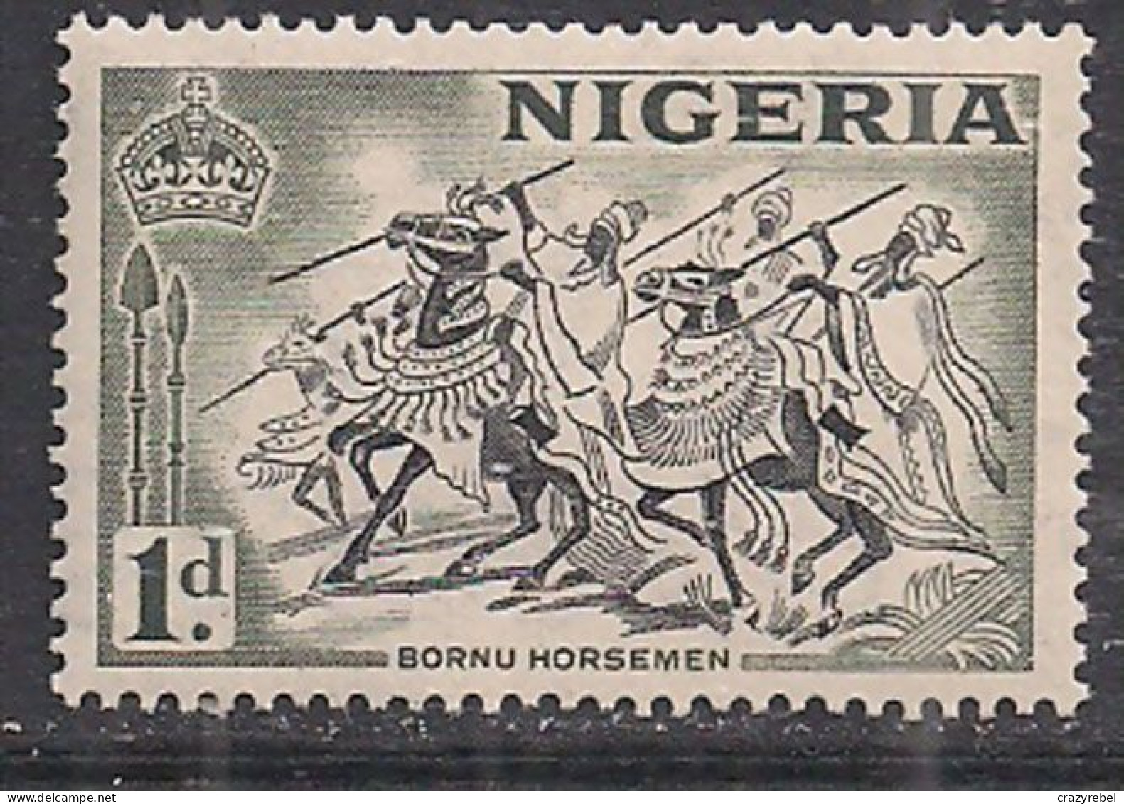 Nigeria 1953 - 58 QE2 1d Bornu Horsemen Pictorial  MM SG 70  ( E521 ) - Nigeria (...-1960)