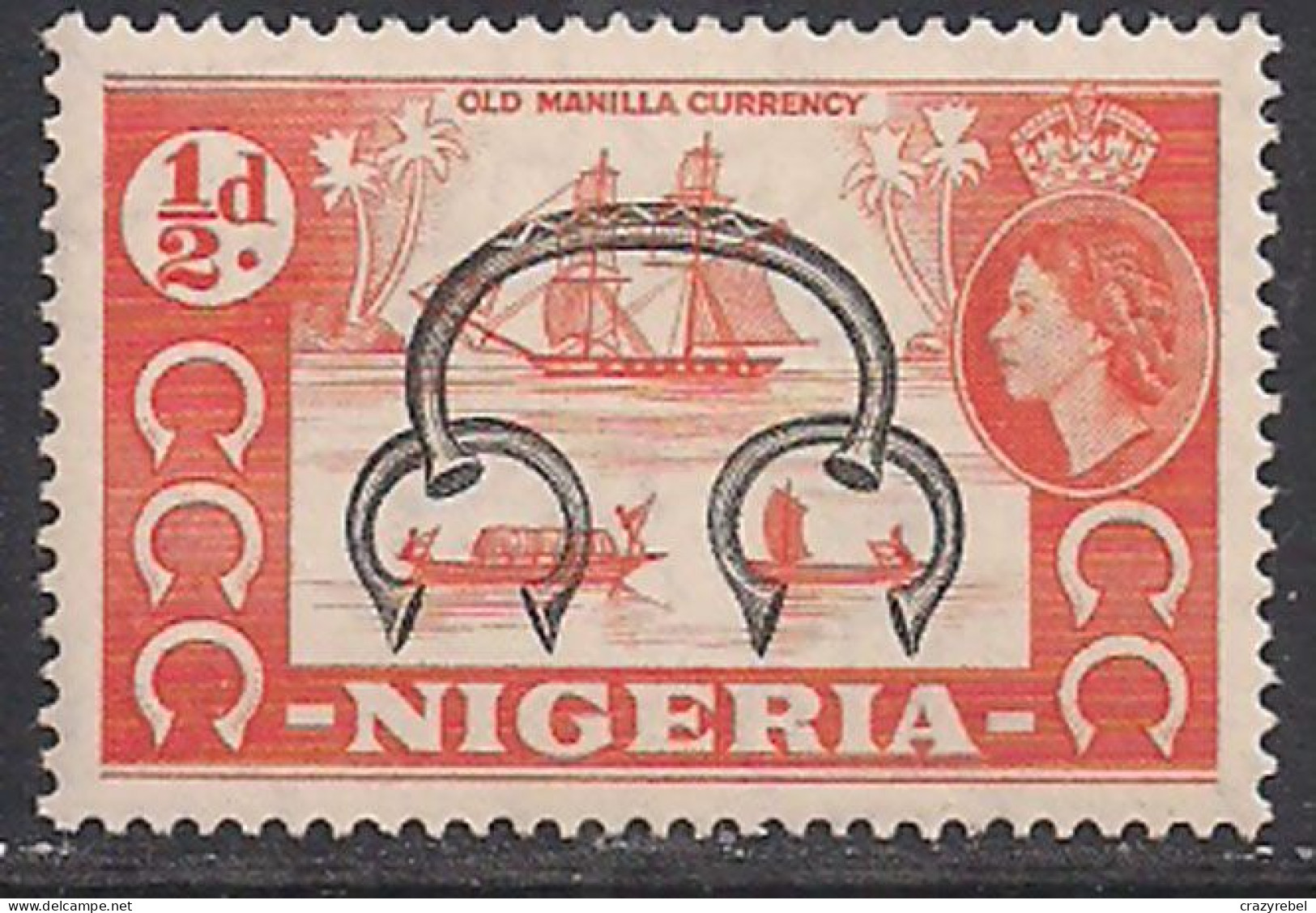 Nigeria 1953 - 58 QE2 1/2d Old Manilla Currency Pictorial  MM SG 69  ( C1430 ) - Nigeria (...-1960)
