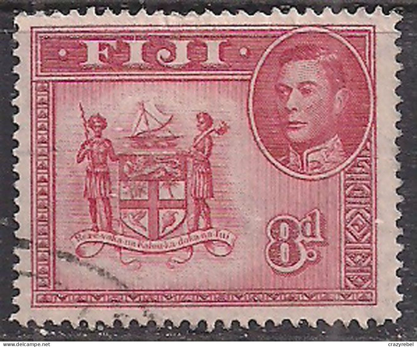 Fiji 1938 - 55 KGV1 8d Carmine Arms Of Fiji Used SG 261d ( M1377 ) - Fidschi-Inseln (...-1970)