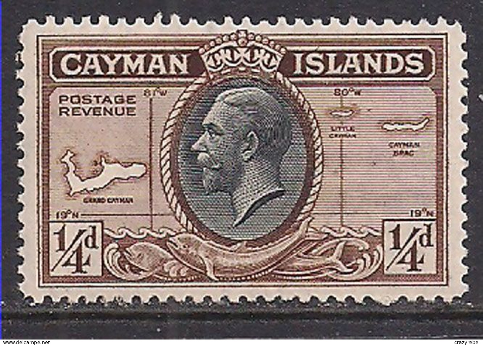 Cayman Island 1935 KGV 1/4d Brown & Black Umm SG 96 ( M752 ) - Kaimaninseln