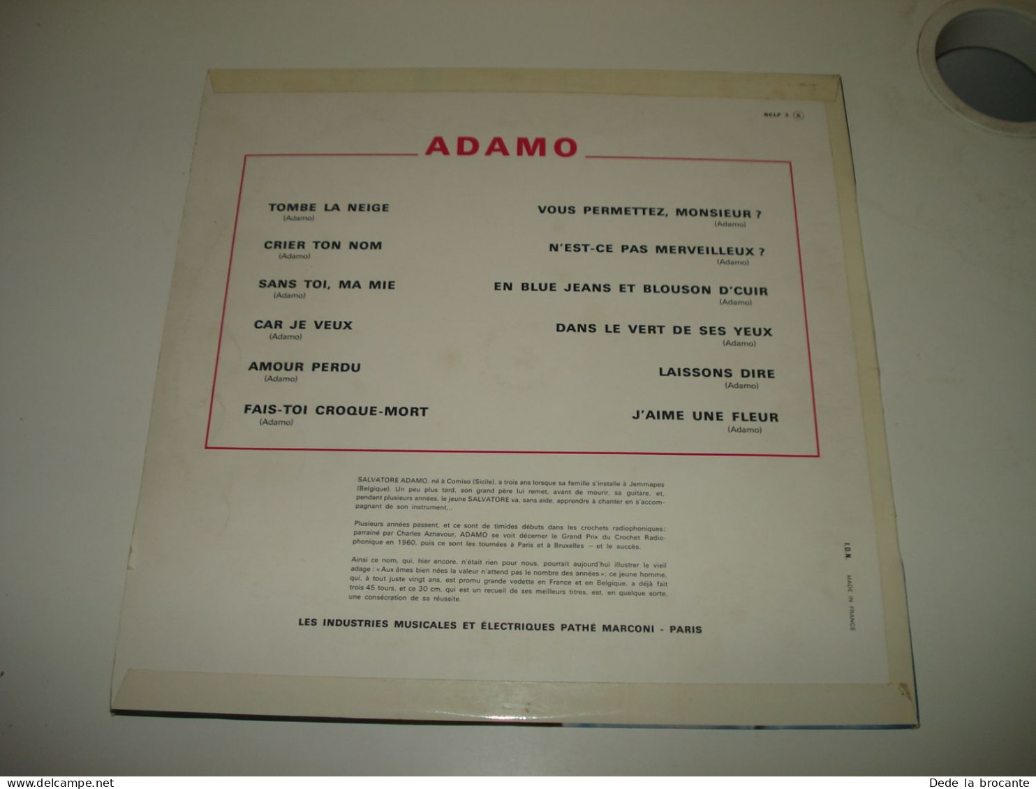 B14 / Adamo - LP - La Voix De Son Maître – RCLP 3 - Fr 19??  EX/NM - Disco, Pop