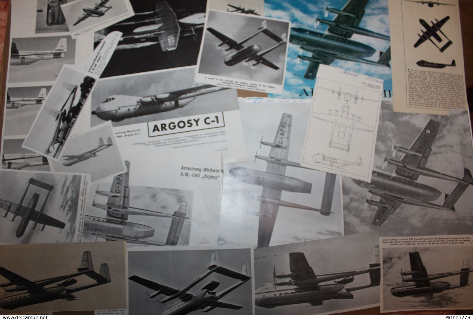 Lot De 115g D'anciennes Coupures De Presse De L'aéronef Britannique Armstrong Whitworth AW-660 "Argosy" - Fliegerei