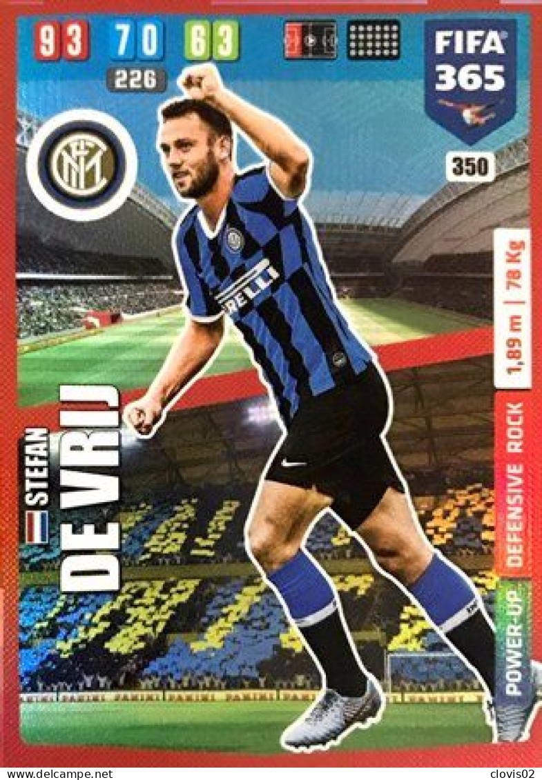 350 Stefan De Vrij - FC Internazionale Milano - Carte Panini FIFA 365 2020 Adrenalyn XL Trading Cards - Trading Cards