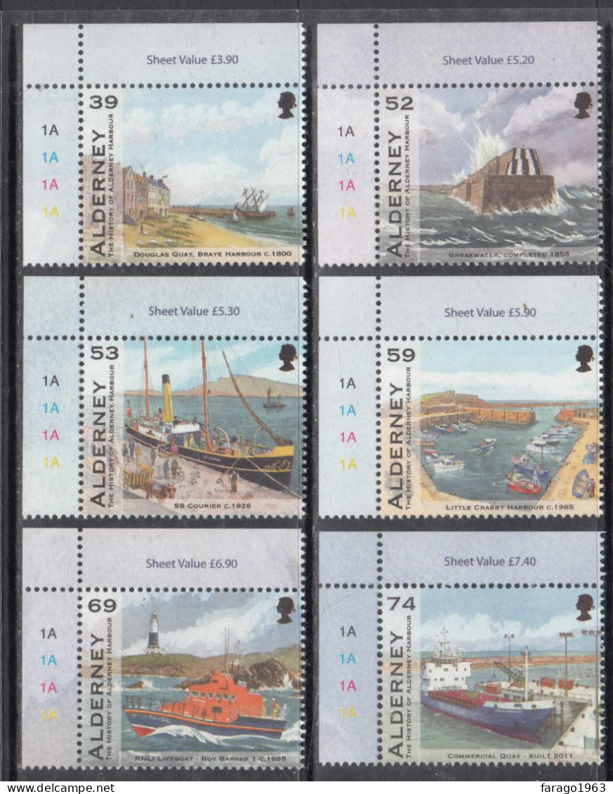 2012 Alderney Harbour Ships Lighthouses Complete Set Of 6  MNH @ BELOW FACE VALUE - Alderney