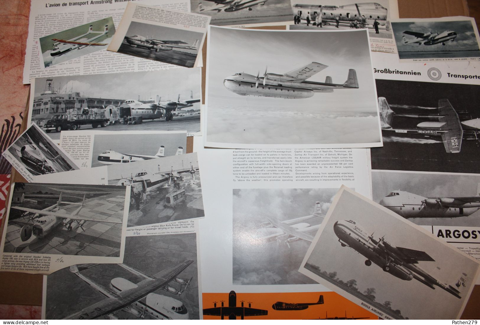 Lot De 225g D'anciennes Coupures De Presse Et Photo De L'aéronef Britannique Armstrong Whitworth AW-650 "Argosy" - Luchtvaart