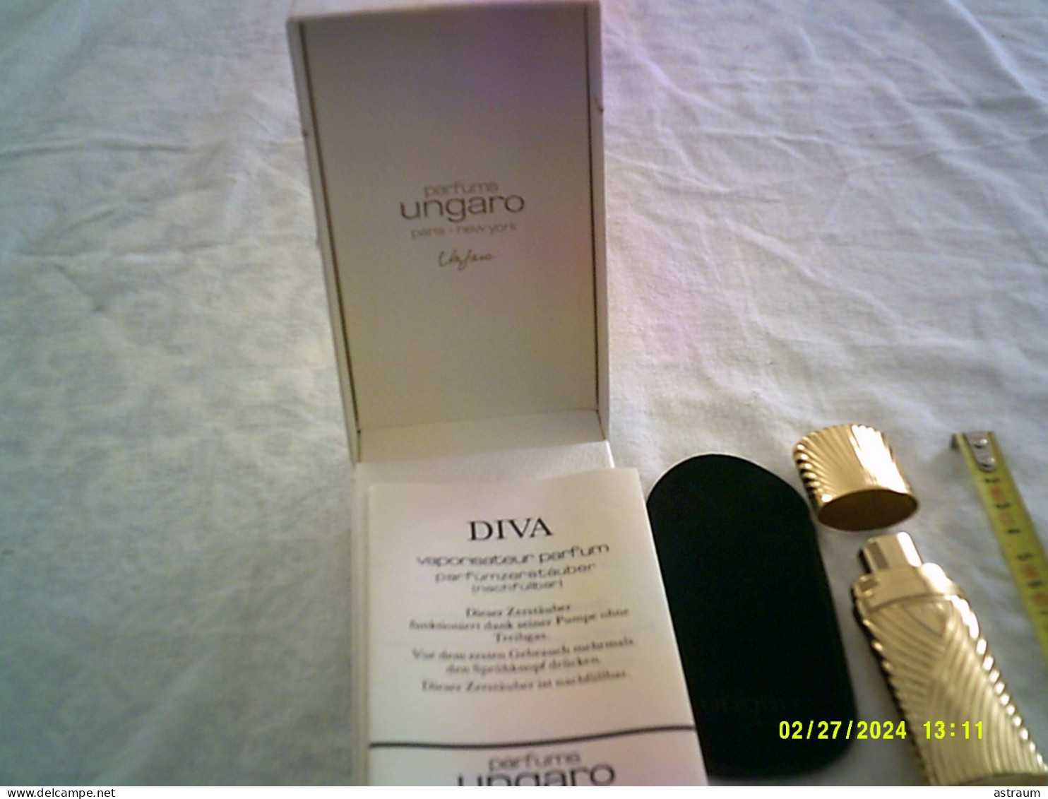 Coffret Miniature Vaporisateur Dore Rechargeable Parfum - Ungaro - Diva - Plein 7,5ml Avec Sa Protection Velour - Miniatures Femmes (avec Boite)