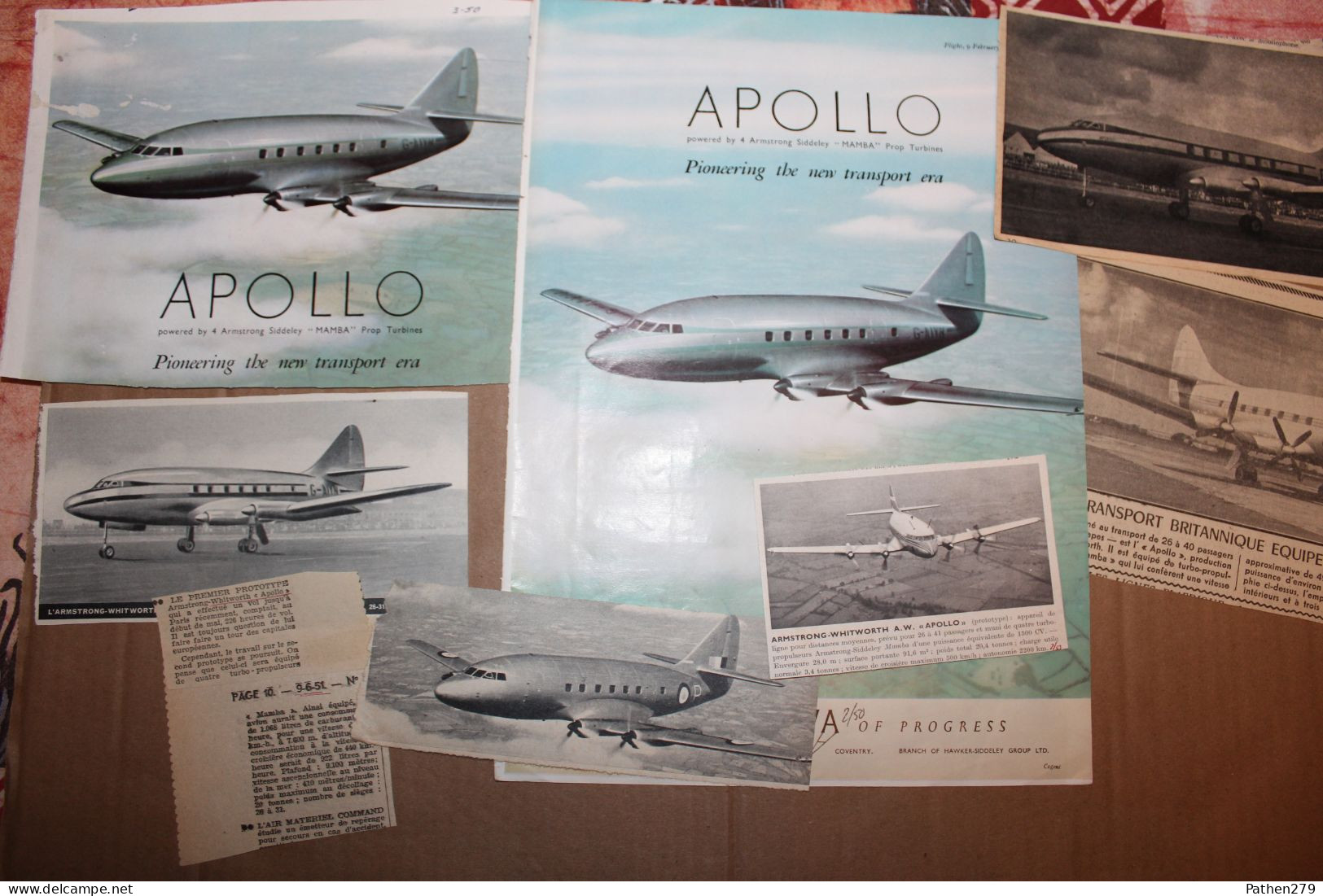 Lot De 16g D'anciennes Coupures De Presse De L'aéronef Britannique Armstrong Whitworth "Apollo" - Luchtvaart