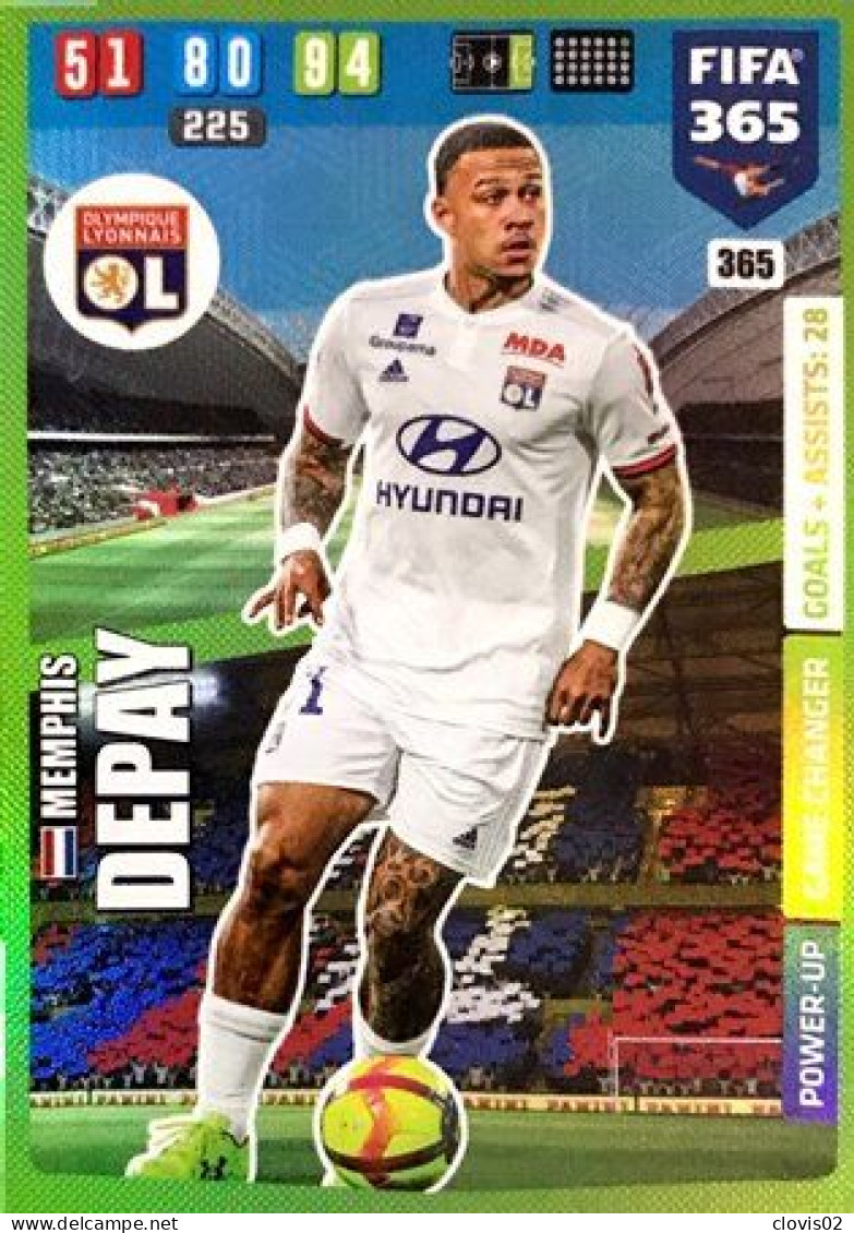 365 Memphis Depay - Olympique Lyonnais - Carte Panini FIFA 365 2020 Adrenalyn XL Trading Cards - Trading Cards