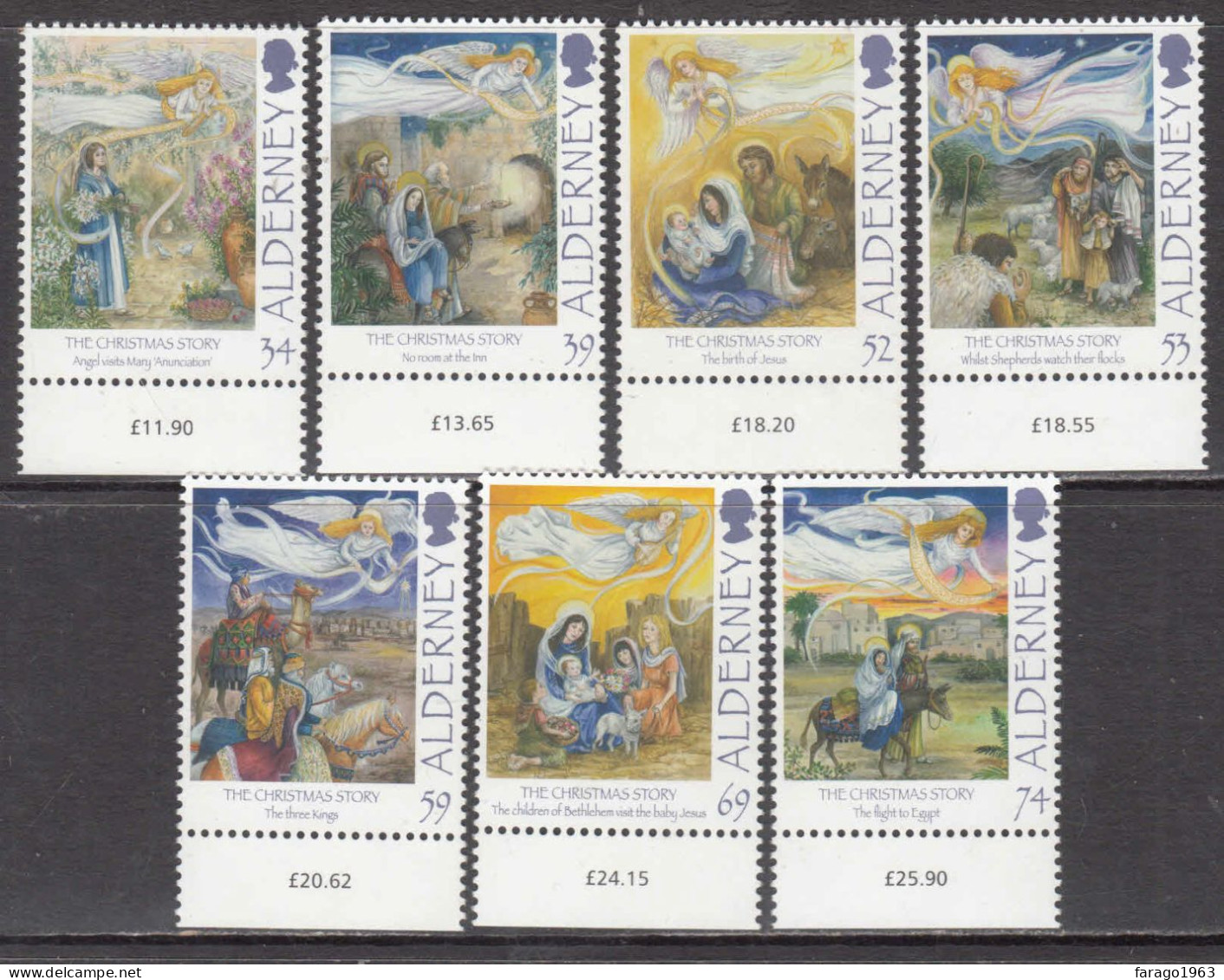 2012 Alderney Christmas Noel Navidad  Complete Set Of 7  MNH @ BELOW FACE VALUE - Alderney