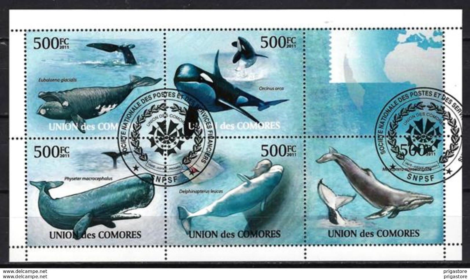 Animaux Baleines Comores 2011 (208) Yvert N° 2245 à 2249 Oblitérés Used - Ballenas