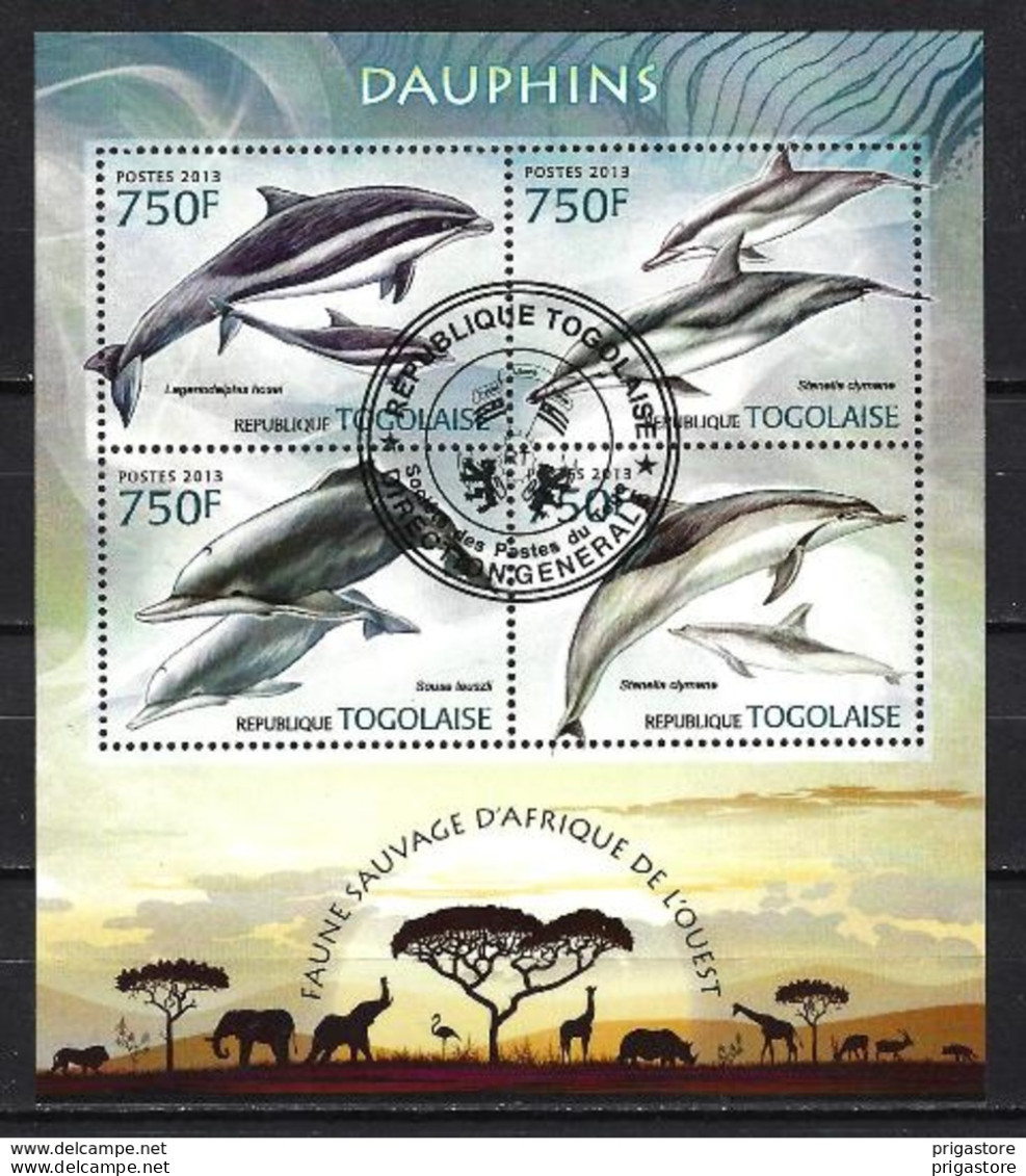 Animaux Dauphins Togo 2013 (215) Yvert N° 3120 à 3123 Oblitérés Used - Dauphins