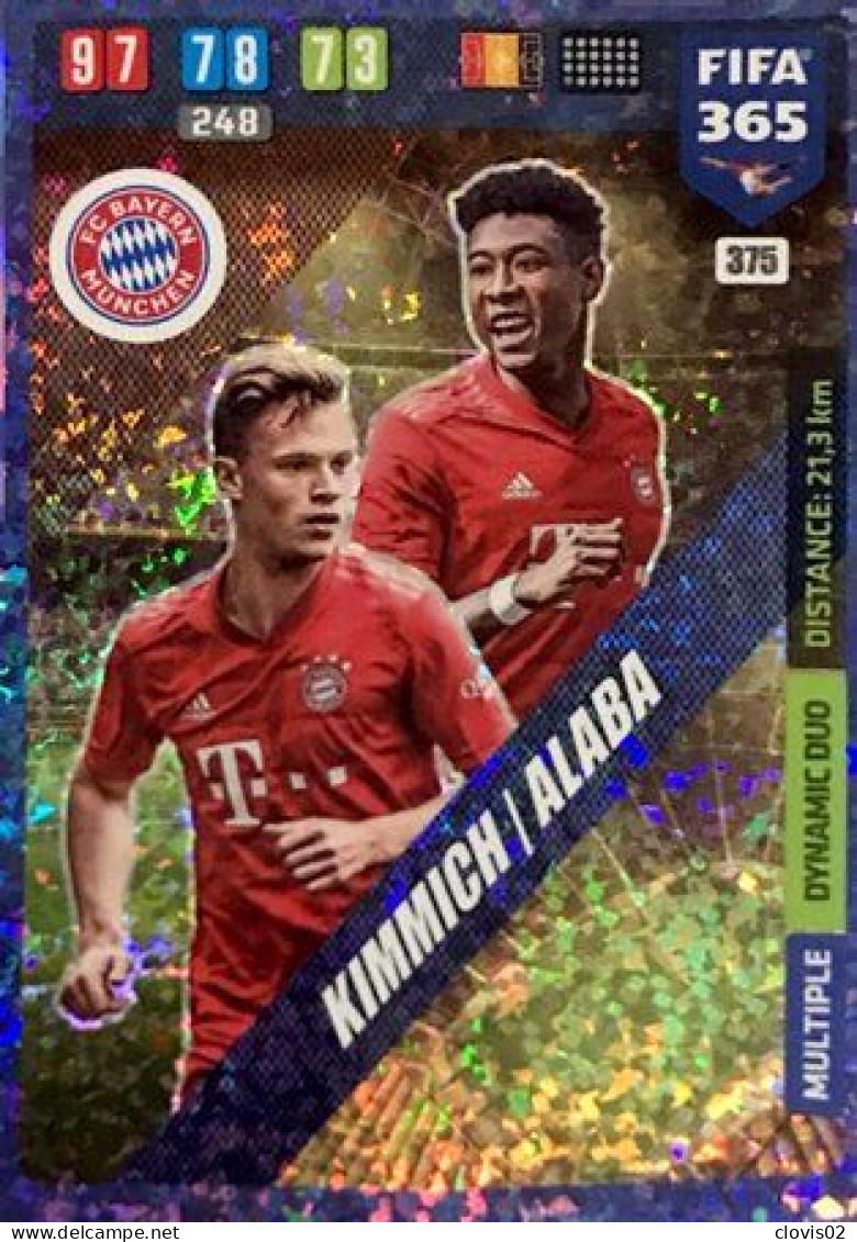 375 Joshua Kimmich / David Alaba - FC Bayern München - Carte Panini FIFA 365 2020 Adrenalyn XL Trading Cards - Trading Cards