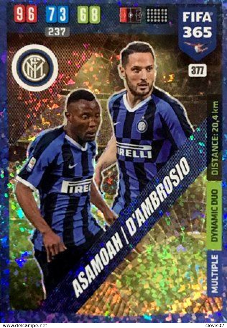 377 Kwadwo Asamoah / Danilo D'Ambrosio - FC Internazionale Milano Carte Panini FIFA 365 2020 Adrenalyn XL Trading Cards - Trading Cards