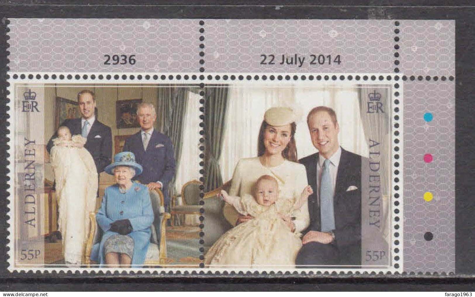 2014 Alderney Royal Baby  Complete Pair  MNH @ BELOW FACE VALUE - Alderney