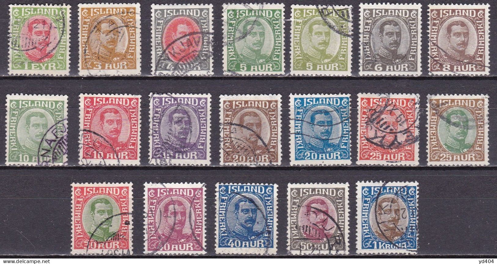 IS014A – ISLANDE – ICELAND – 1920/22 – KING CHRISTIAN X – SC # 108/26 USED 160 € - Oblitérés