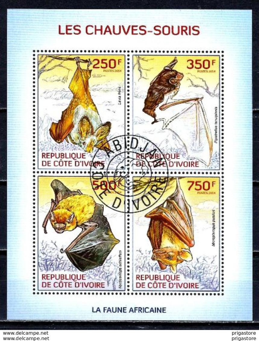 Animaux Chauves-souris Côte D'Ivoire 2014 (347) Yvert N° 1270 à 1273 Oblitérés Used - Vleermuizen