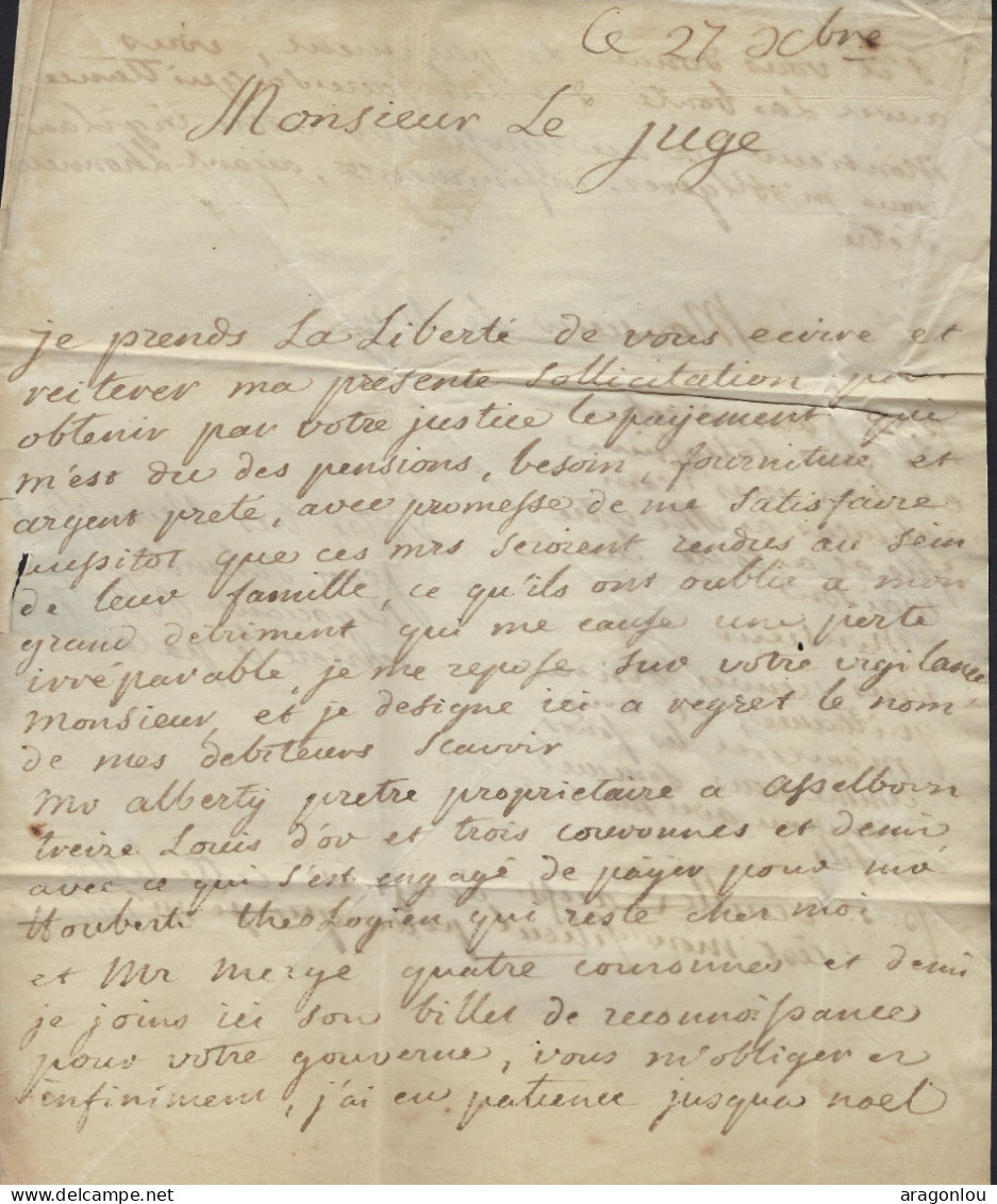 Luxembourg - Luxemburg -  Préphilatélie - Lettre 1829  Adressé Au Mr Neumann , Juge De Paix Au Canton De Clervaux - ...-1852 Prefilatelia