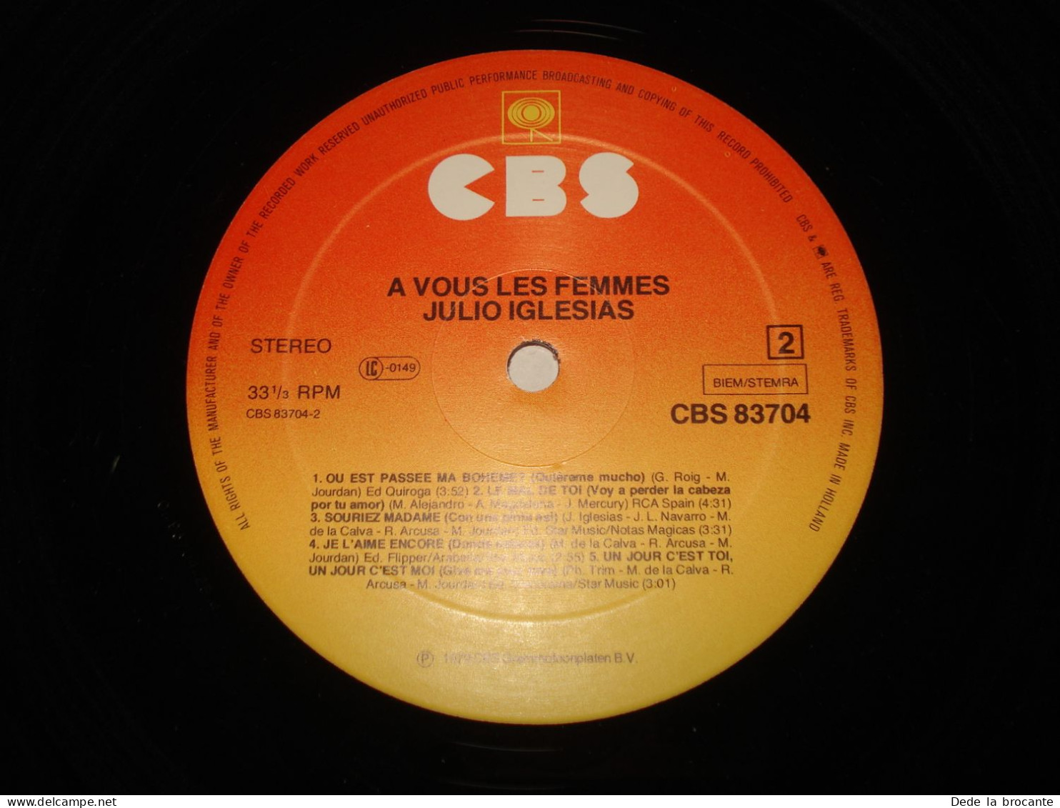 B14 / Julio Iglesias – A Vous Les Femmes – CBS 83704 - Neth 1979  EX/VG