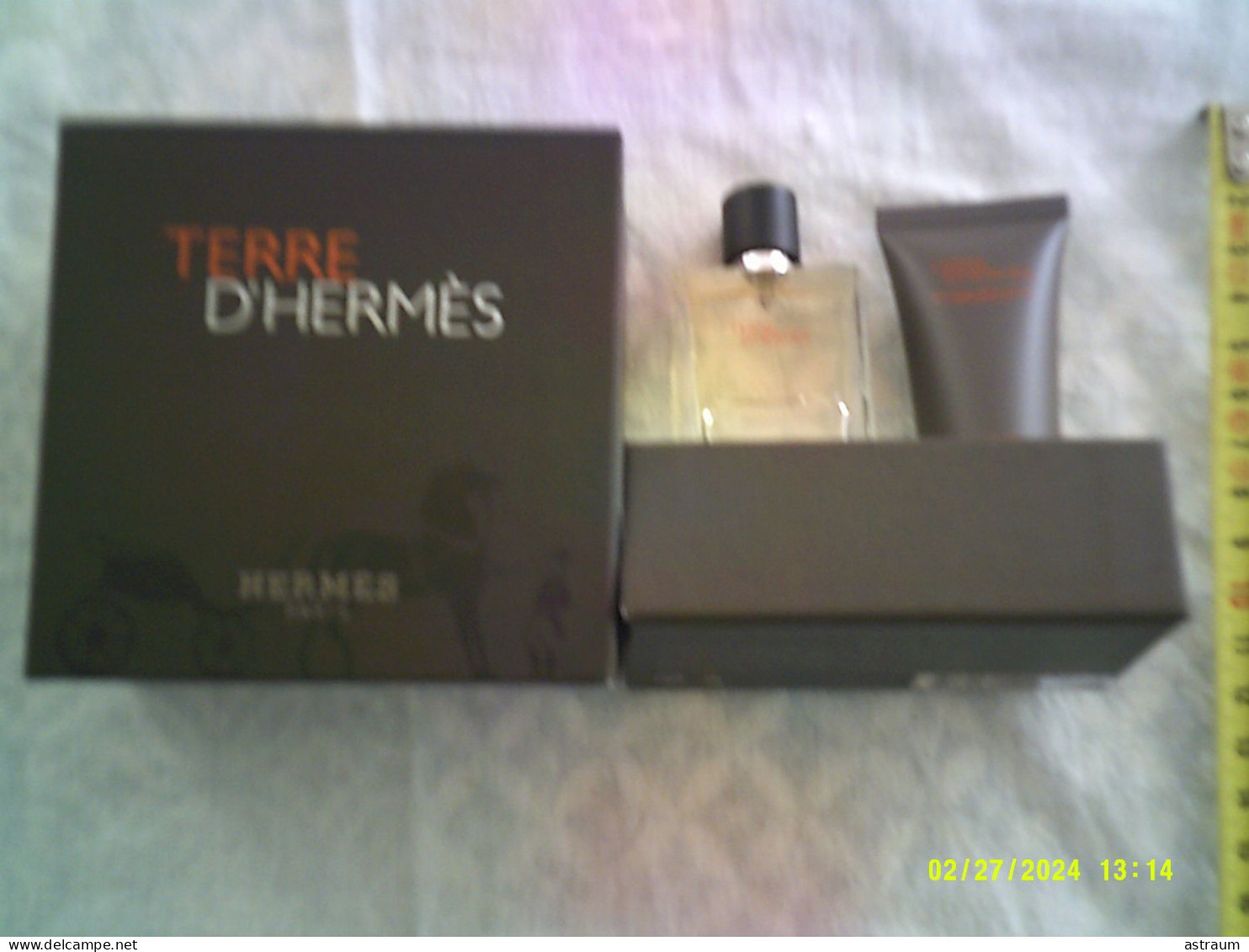 Coffret 2 Miniature Vaporisateur Parfum Hermes - EDT - Terre D'hermes Plein 12,5ml + Tube Emulsion Apres Rasage 15ml - Miniatures Hommes (avec Boite)