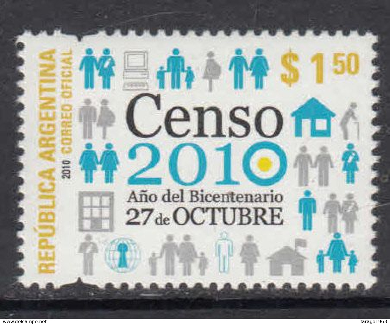 2010 Argentina Censo Census  Complete Set Of 1  MNH - Neufs