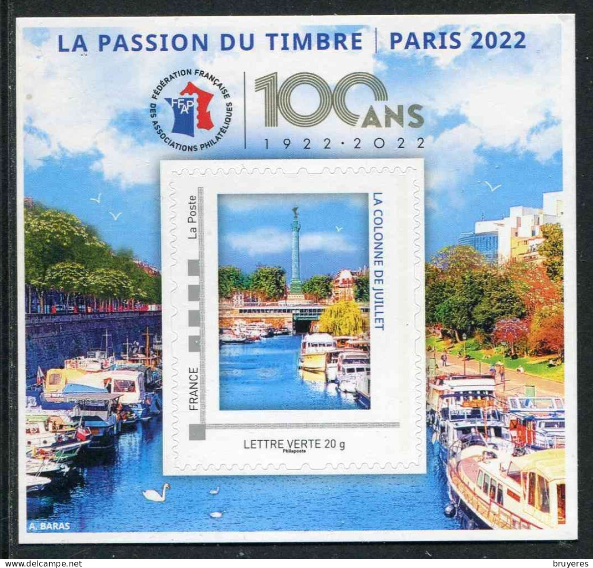 BLOC-SOUVENIR** De 2022 De La FFAP "95ème CONGRES PARIS - LA PASSION DU TIMBRE - 100 ANS De La F.F.A.P." N° 04910 - FFAP