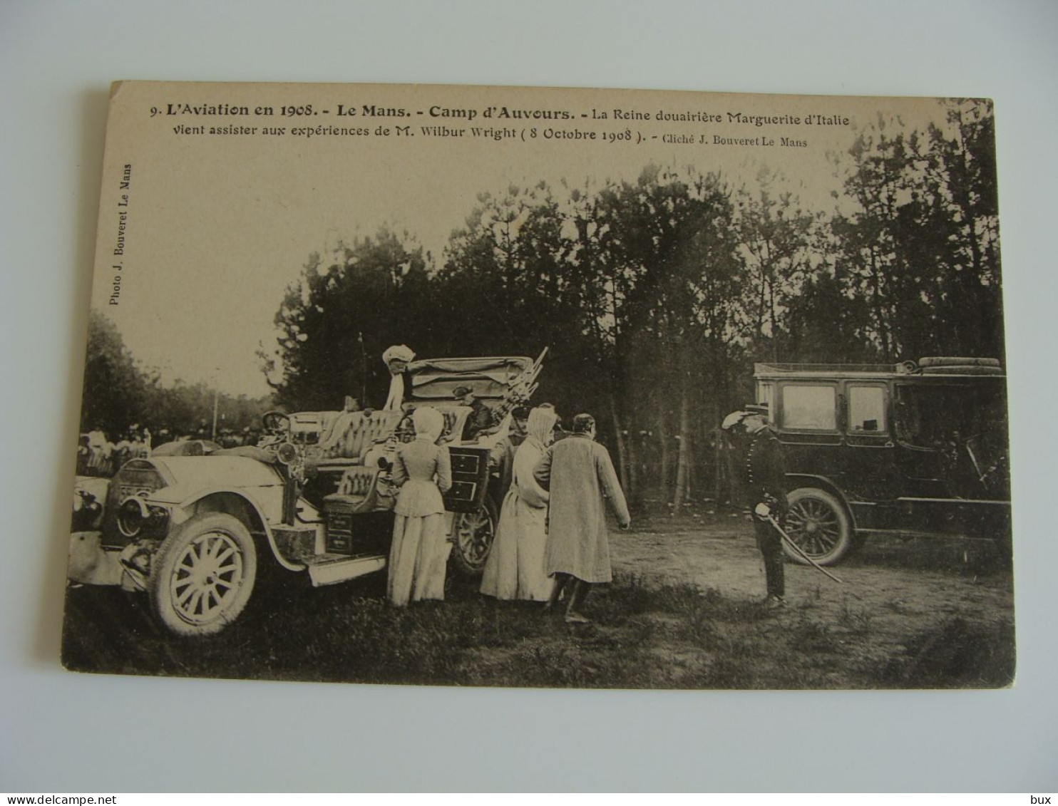 L'AVIATION EN 1908 LE MANS CAMP D'AUVOURS  REGINA MARGHERITA  AUTO CAR  CASE REALI - CASA SAVOIA NON VIAGGIATA - Königshäuser