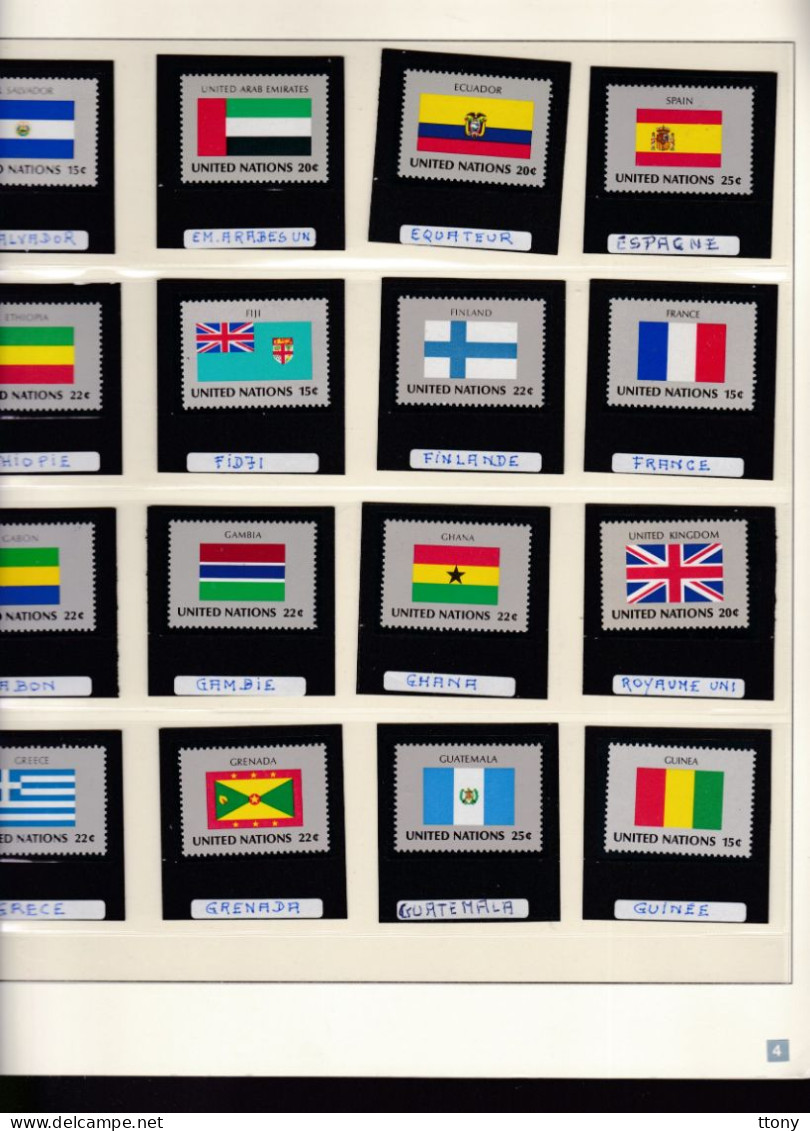 un lot de 160  timbres neufs  drapeaux  différents   pays  United Nations  Nations Unis