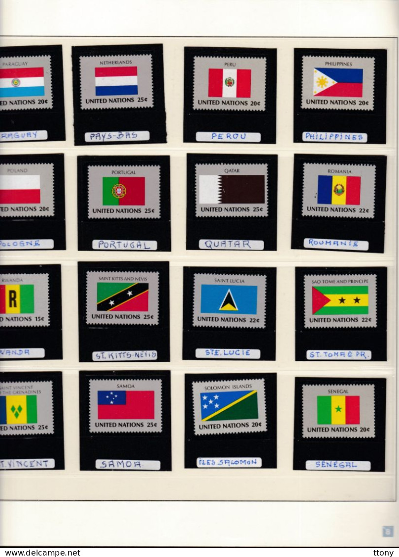 un lot de 160  timbres neufs  drapeaux  différents   pays  United Nations  Nations Unis