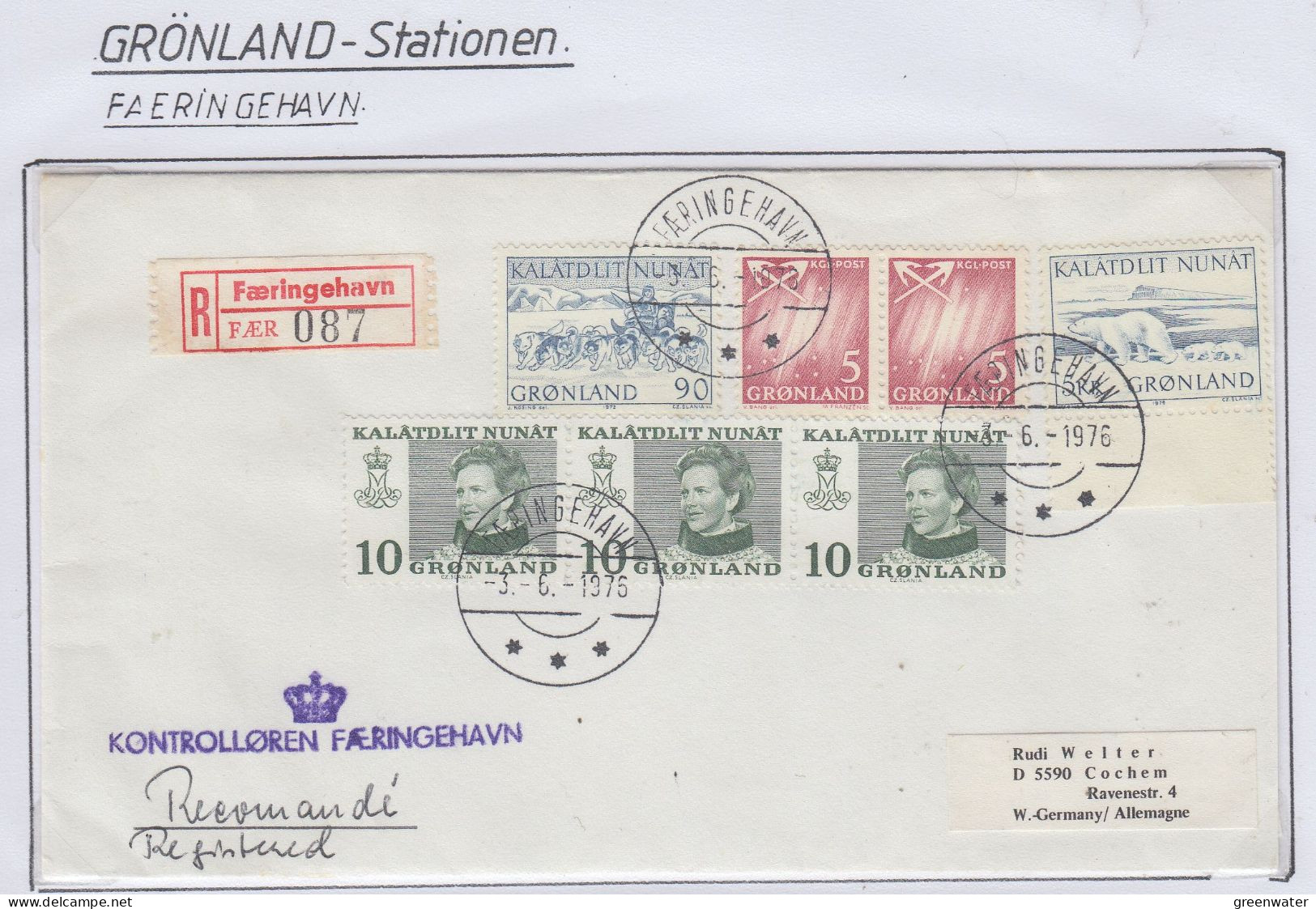 Greenland Station  Faeringehavn Registered Letter Ca 3.6.1976  (KG168) - Scientific Stations & Arctic Drifting Stations